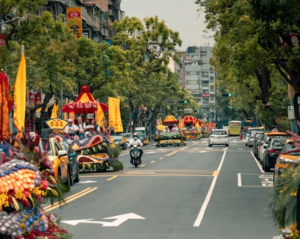 Colorful floats in a parade