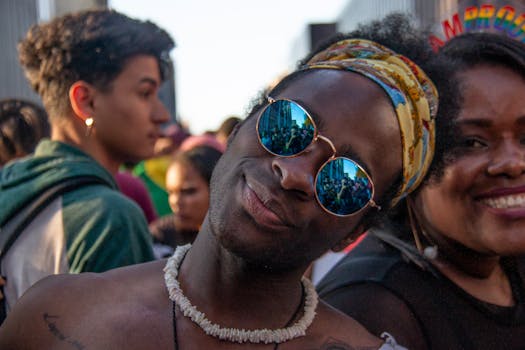 Crowd celebrating at Pride Parade